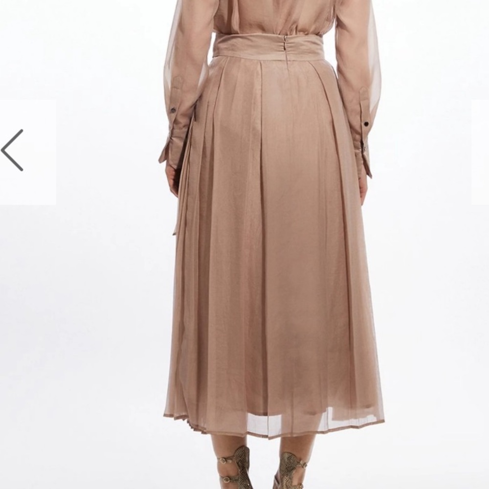 Karen Millen- Organdie Pleated Woven Midi Skirt